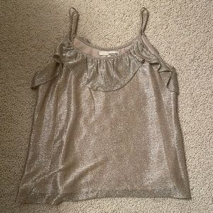 Gold metallic tank top ruffle